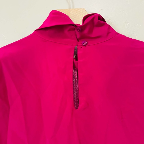 VINTAGE City Girl Pink Mockneck Long SleeveBlouse - Picture 6 of 7